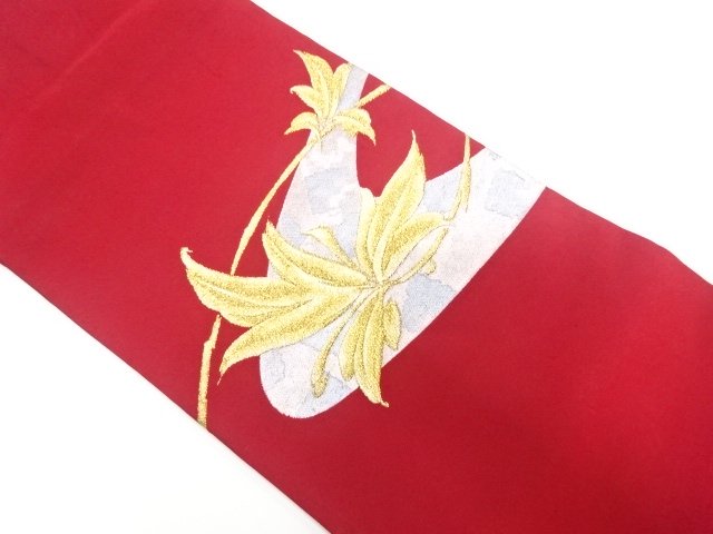 JAPANESEKIMONO / ANTIQUE BRANCH / LEAF PATTERN WOVEN NAGOYA OBI (MAY B